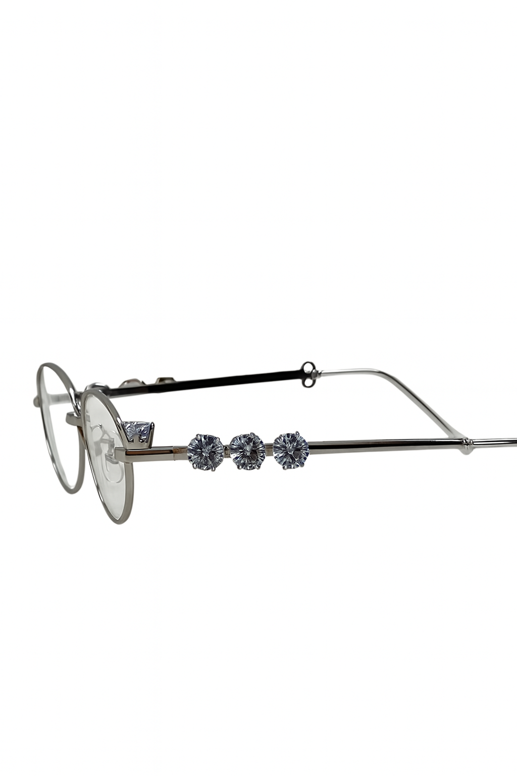 Crystal-Embellished Silver Frame Glasses