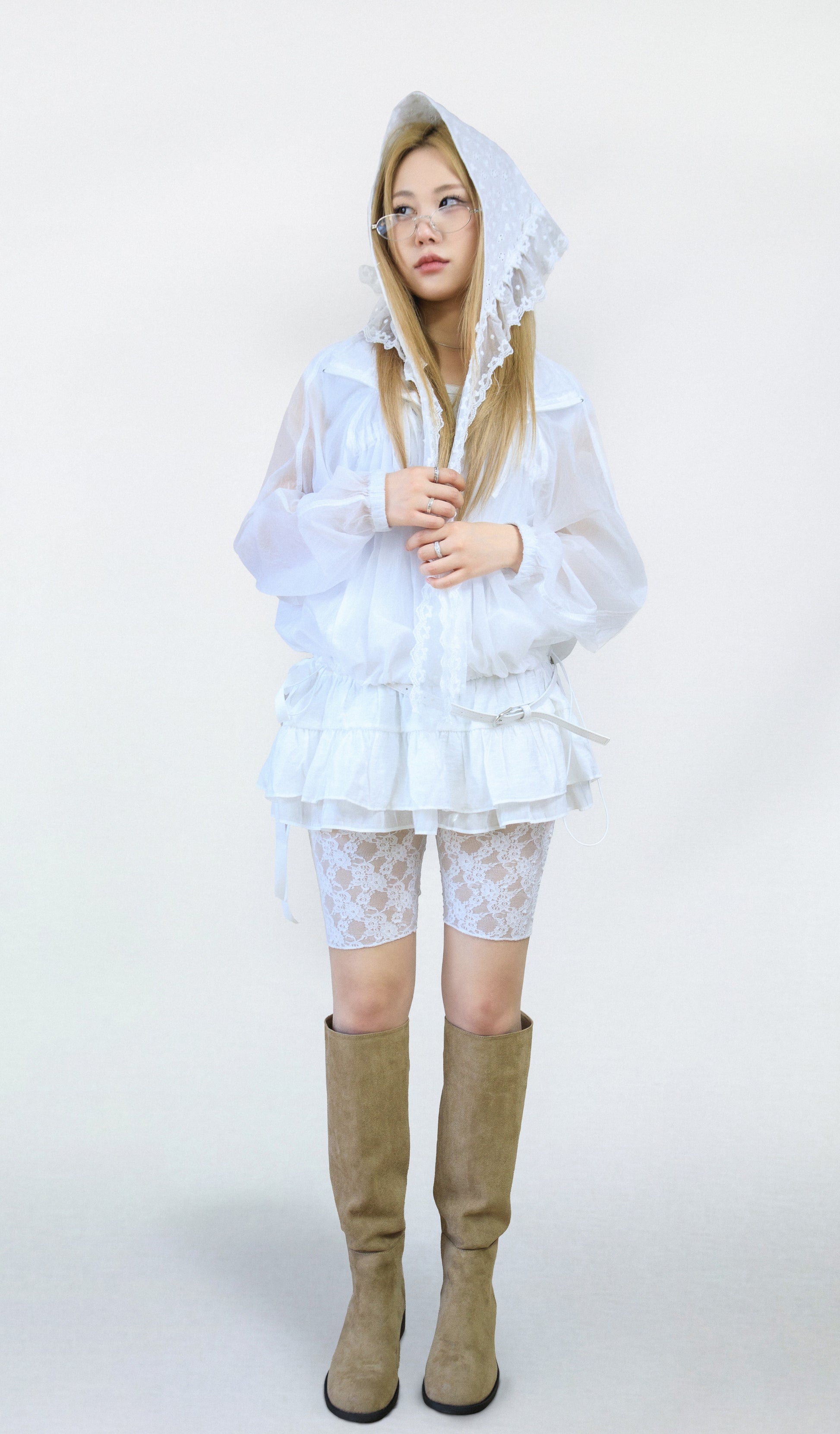 Shirred Ribbon Windbreaker