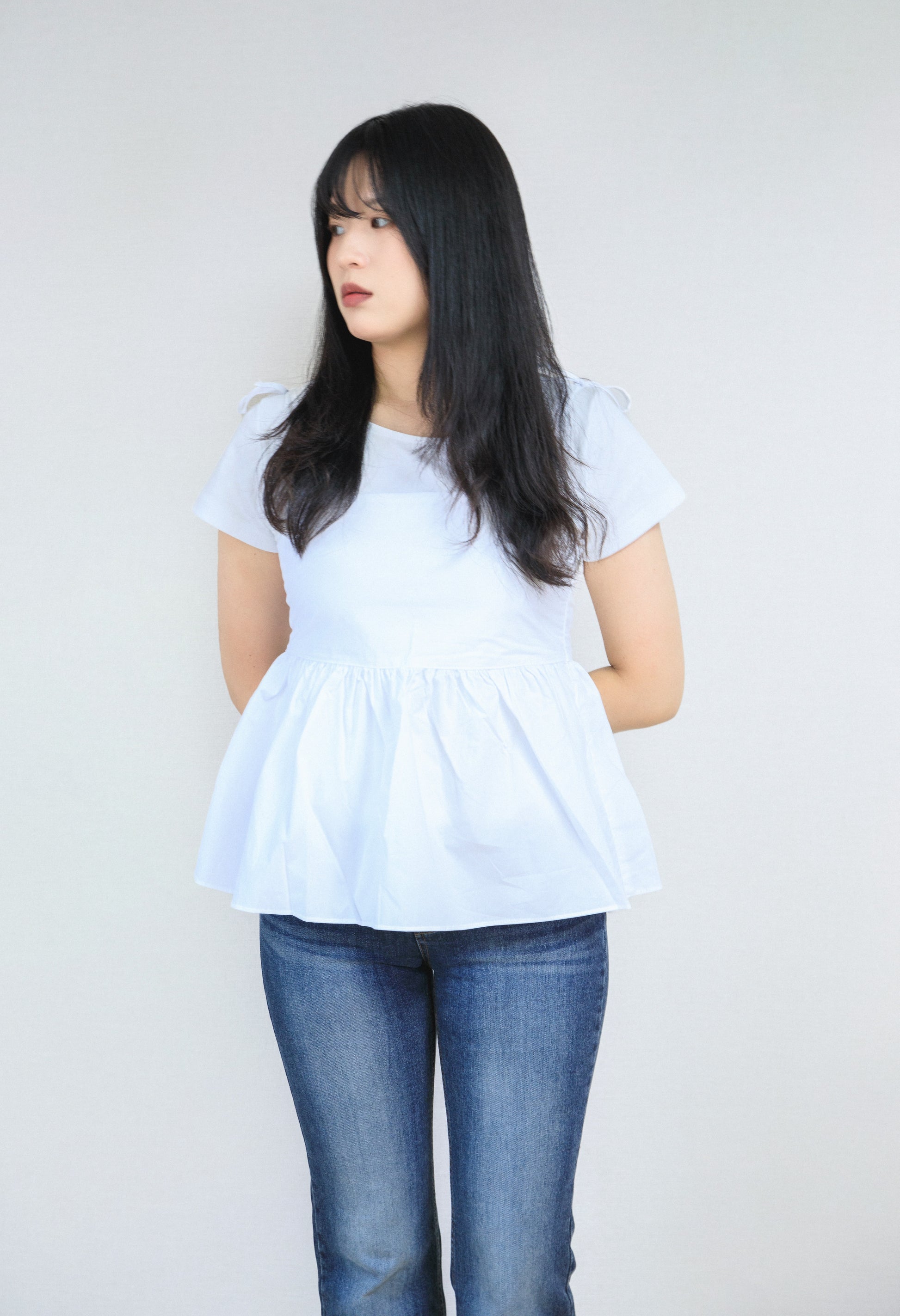 Corset Blouse - Shirring Flare Ribbon Strap Sleeveless Summer