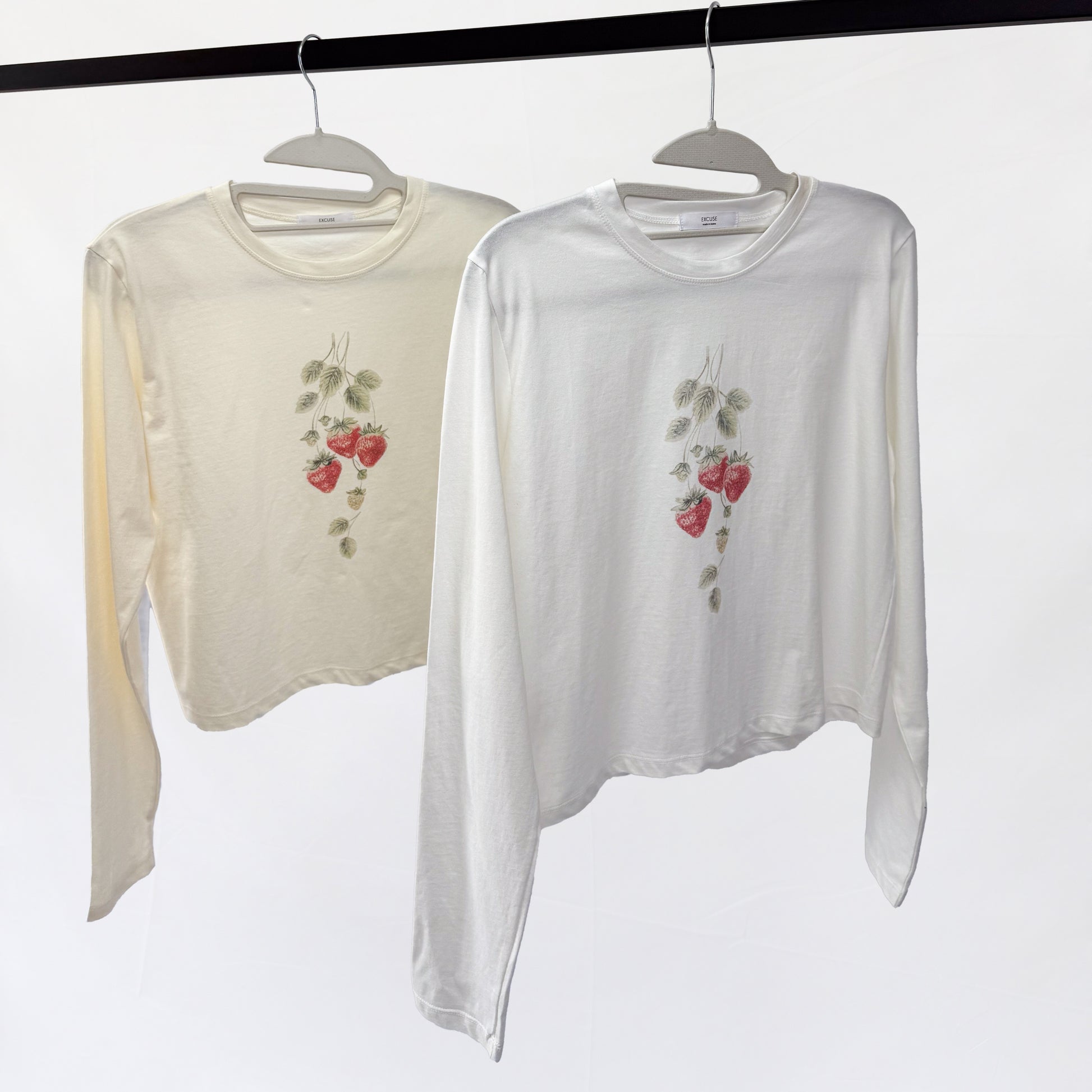 Strawberry Print T-shirt 30s Round Neck Basic Tee