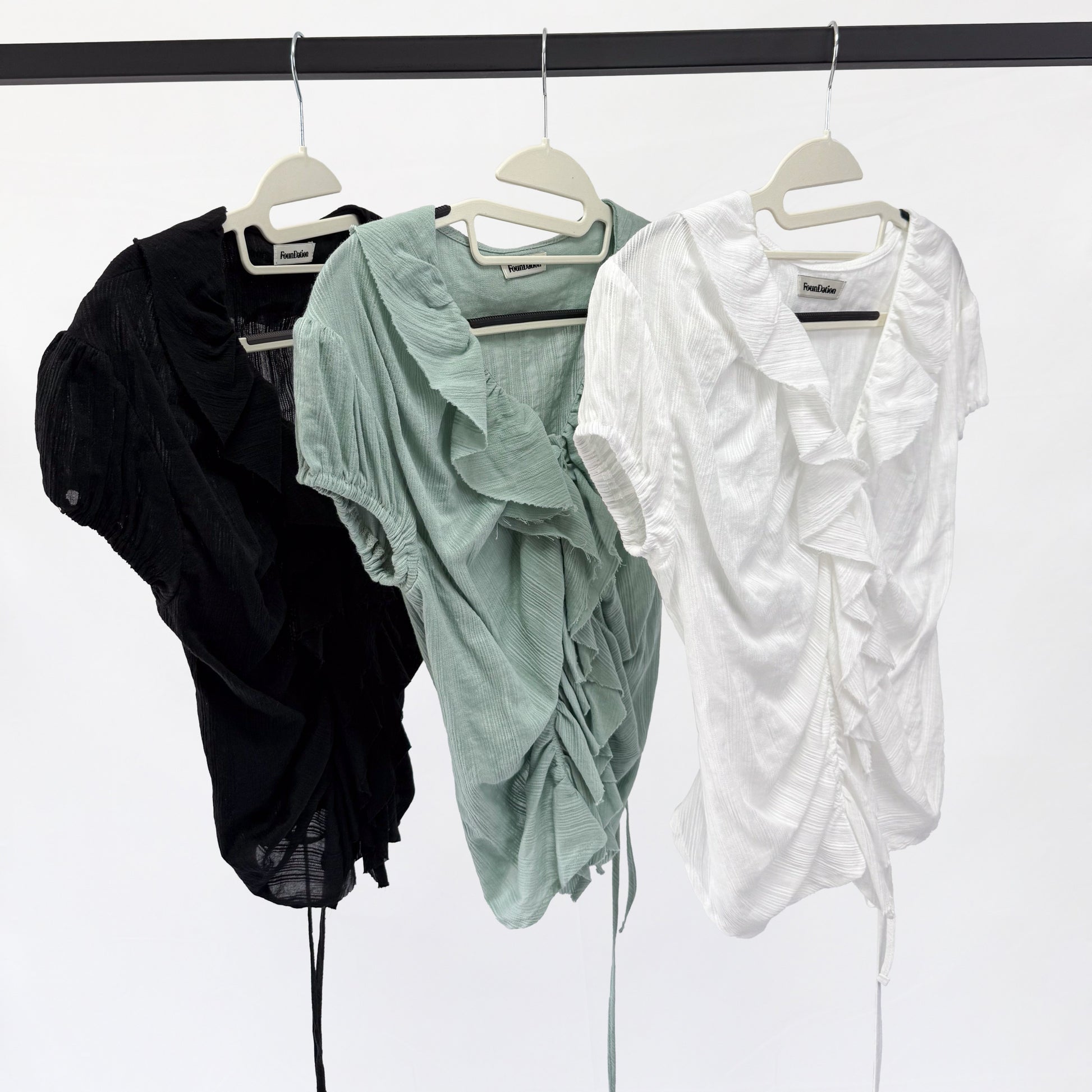 Lina Frill Lace Short-Sleeve Blouse