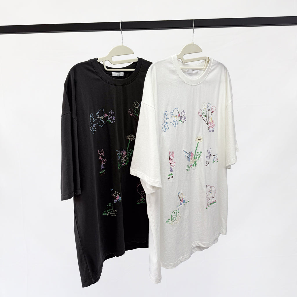 Animal printed loose-fit oversized short-sleeve T-shirt