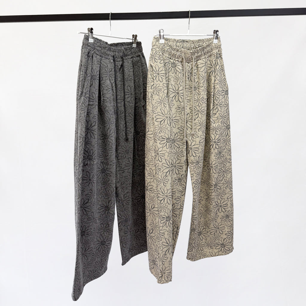 Floral Banding Jogger Long Loose Fit Pants