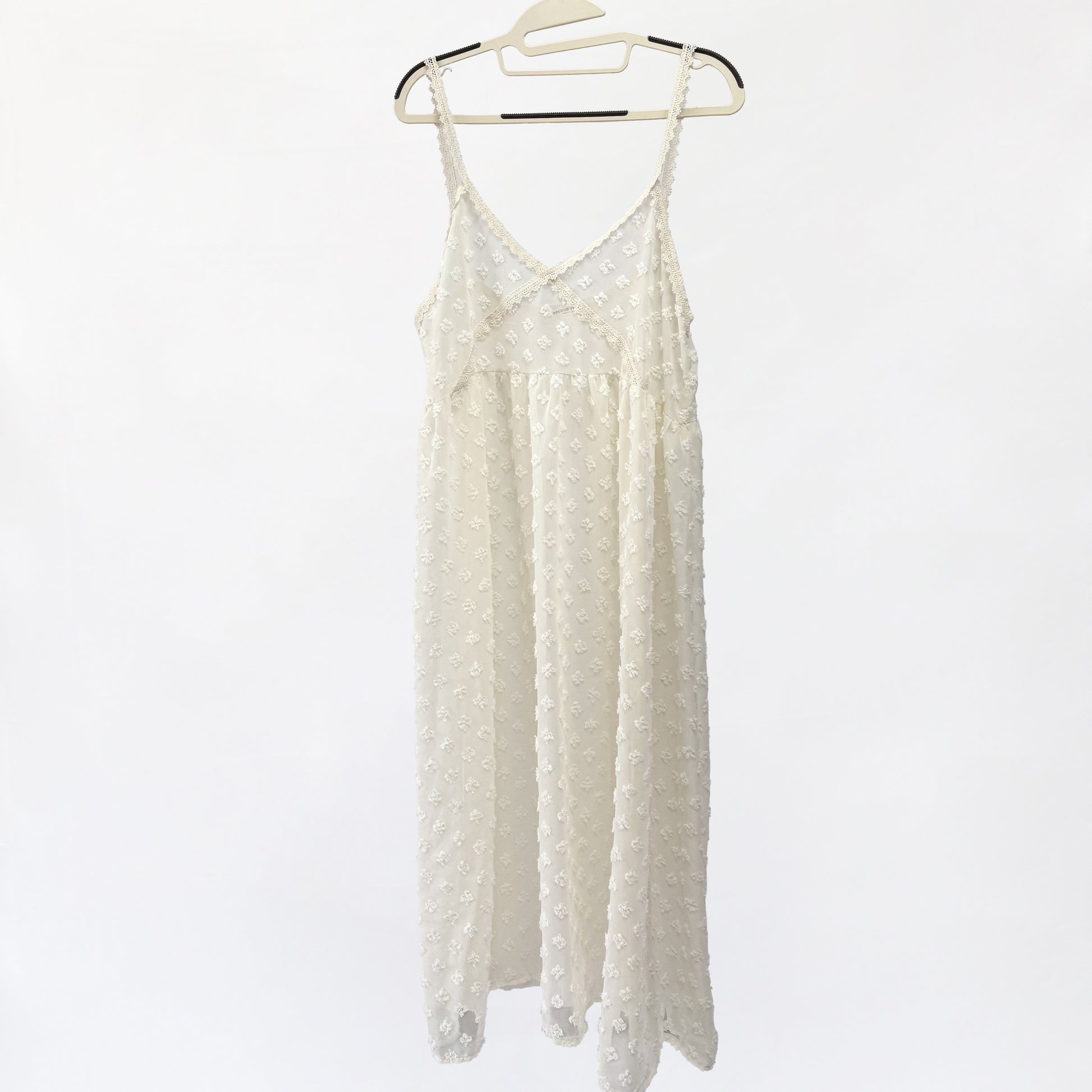 Floral Snowflake Sheer Long Dress Lace Camisole Layered
