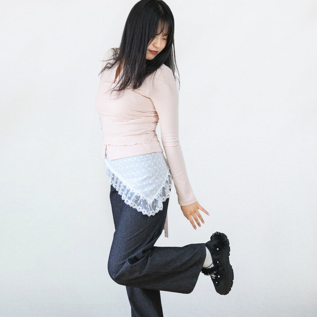 Sweet Top(Settable Bustier Sheer T-shirt Layered)