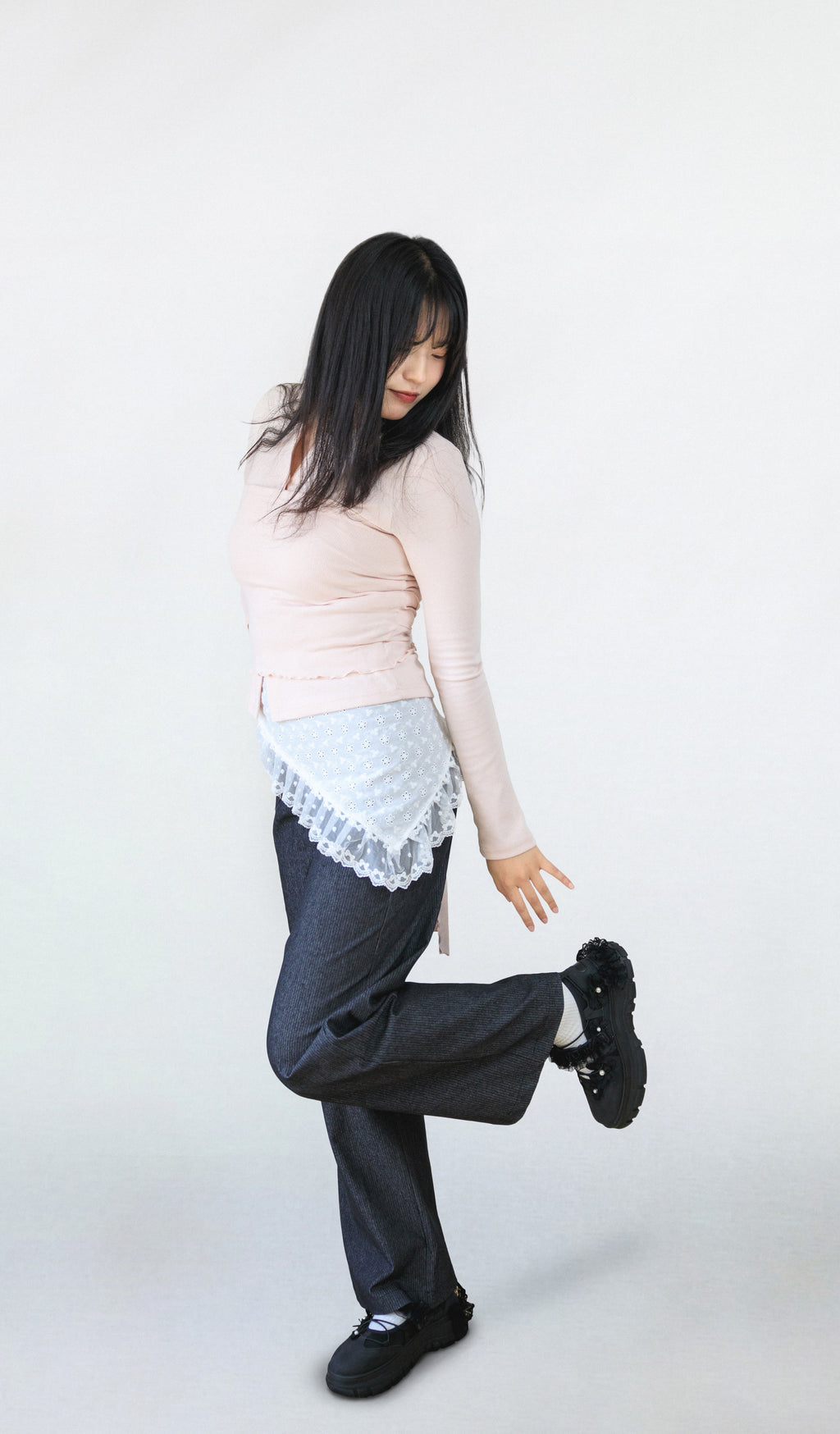 Sweet Top(Settable Bustier Sheer T-shirt Layered)