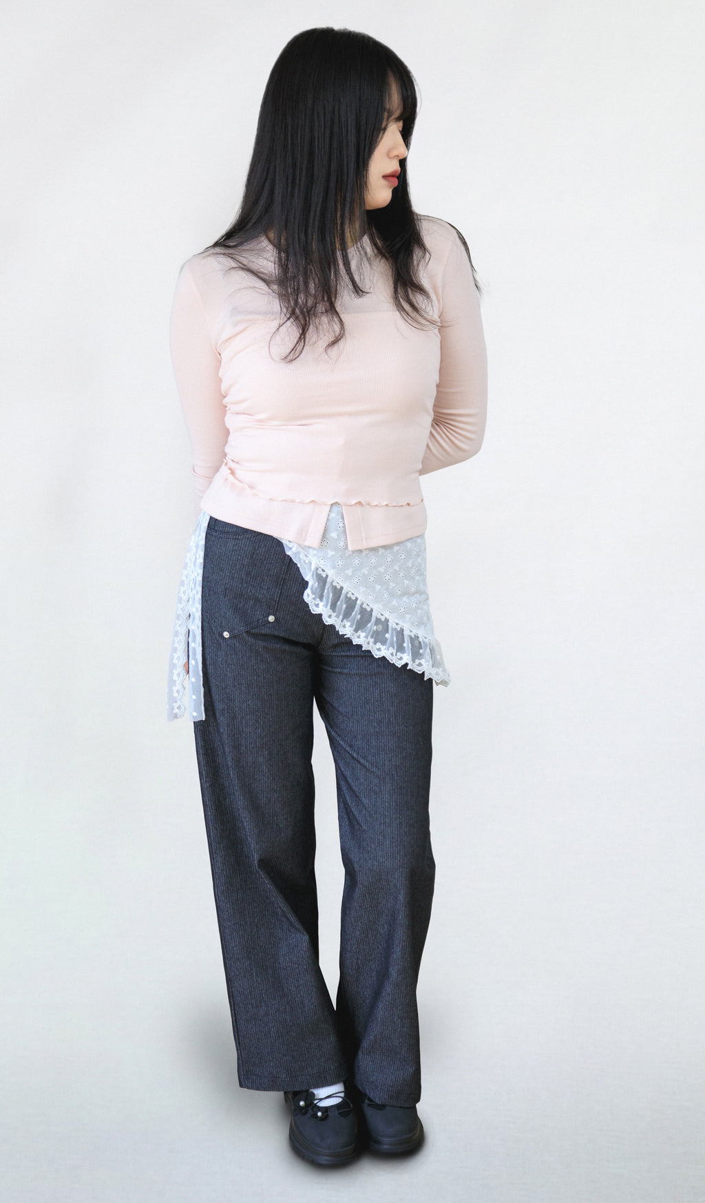 Sweet Top(Settable Bustier Sheer T-shirt Layered)