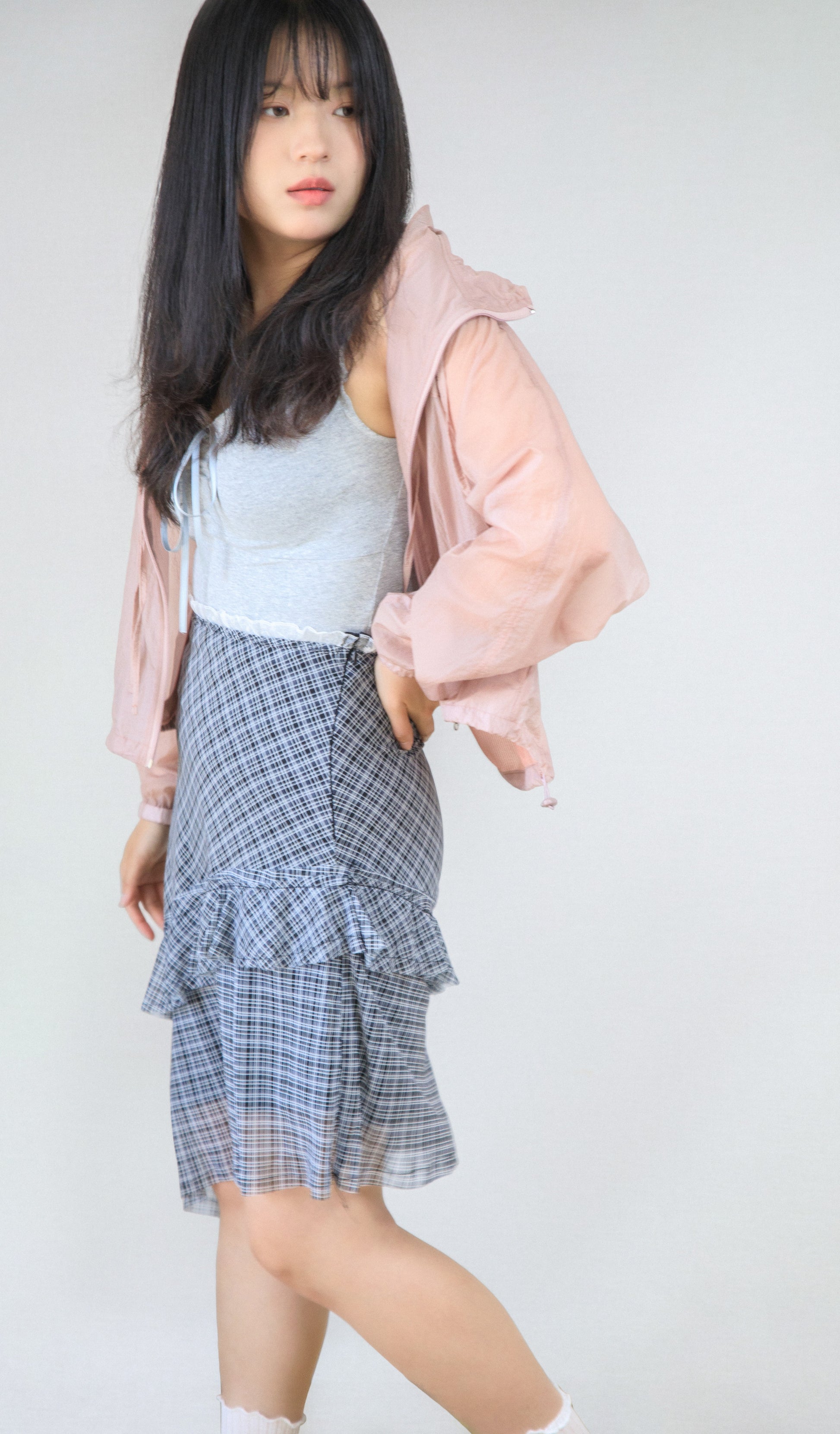 Shirred Ribbon Windbreaker