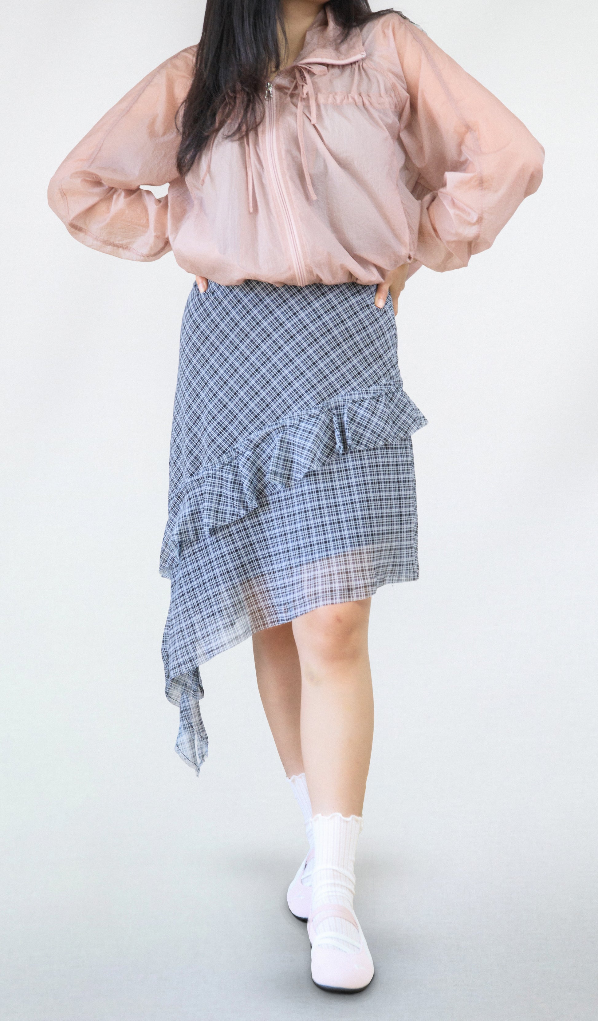 Shirred Ribbon Windbreaker