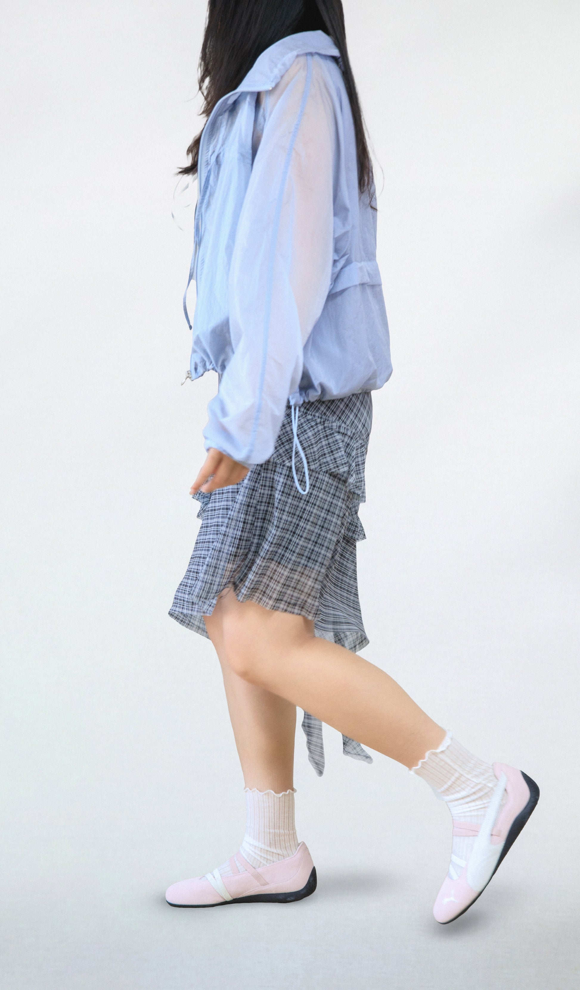 Shirred Ribbon Windbreaker
